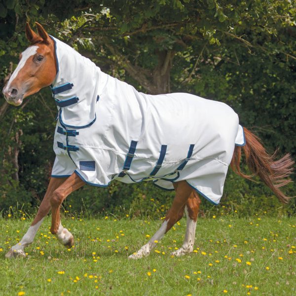 Shires Tempest Plus Sweet-Itch Combo Full Neck Fly Rug in White 